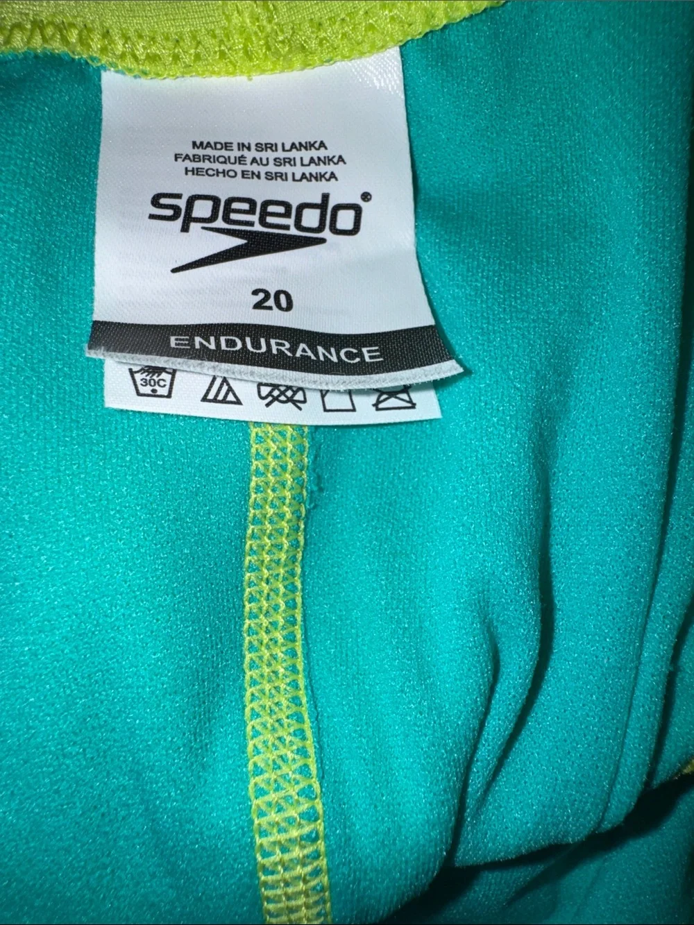 Speedo Neon Green One-Piece Swimsuit with Aqua Lining
